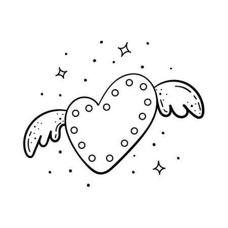 Doodle of beautiful heart illustrations. Valentine card. Template for the design.のイラスト素材