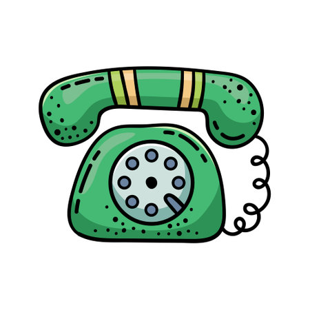 Doodle illustration of a phone in a retro style. Cartoon illustration.のイラスト素材