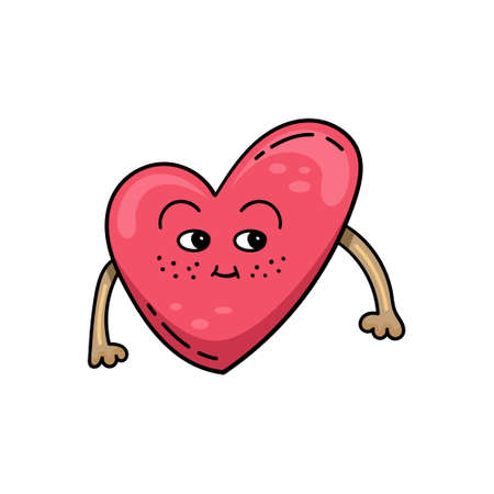 Doodle of beautiful heart illustrations. Valentine card. Template for the design.のイラスト素材