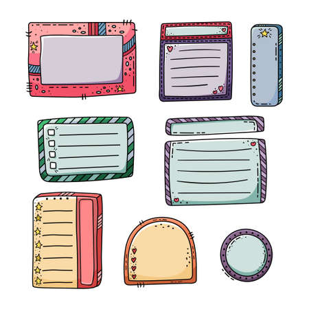 Vector hand drawn doodle frames. Set of elements for design.のイラスト素材