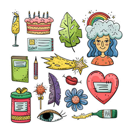 Hand drawn vector of doodle illustrations. Lifestyle doodle.のイラスト素材