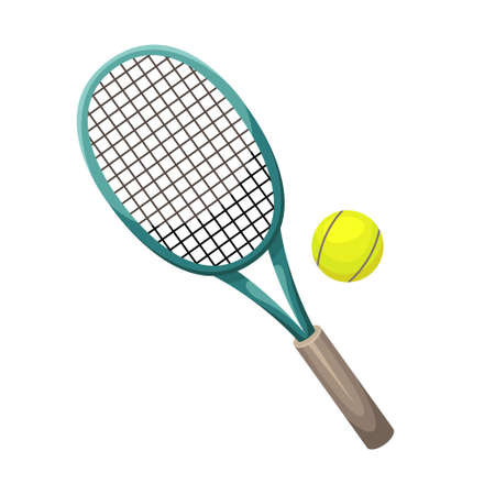 Vector illustration of a tennis racket with a ball.のイラスト素材