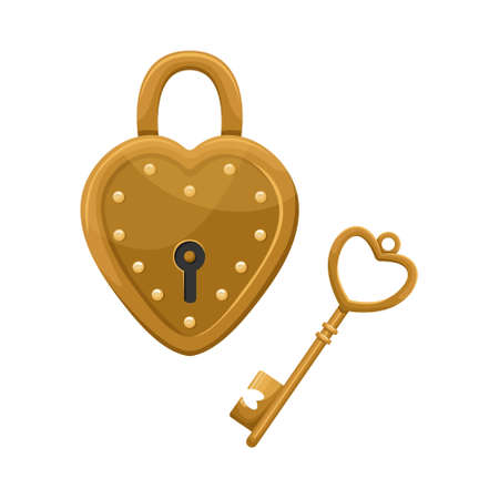 Vector illustration of retro key and lock.のイラスト素材