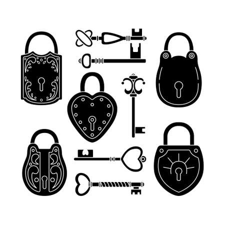 Vector set with retro keys and locks.のイラスト素材