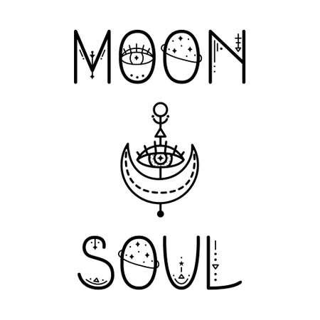 The mystery astrological phrase. Magical lettering - Moon soulのイラスト素材