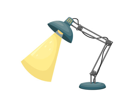 Fashionable modern table lamp. Workplace at the table. Educationのイラスト素材