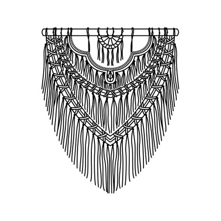 Vector illustration of macrame mural in boho style.のイラスト素材