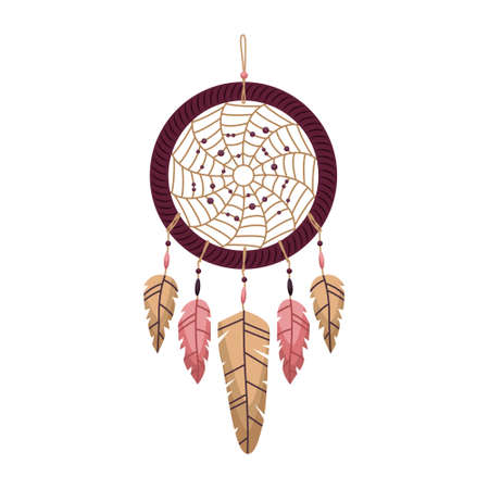 Set of vector dreamcathers in boho style. Mystical interiors.のイラスト素材