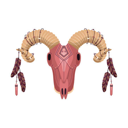 Vector boho animal skull. Mystical illustration in flat styleのイラスト素材