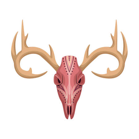 Vector boho animal skull. Mystical illustration in flat styleのイラスト素材