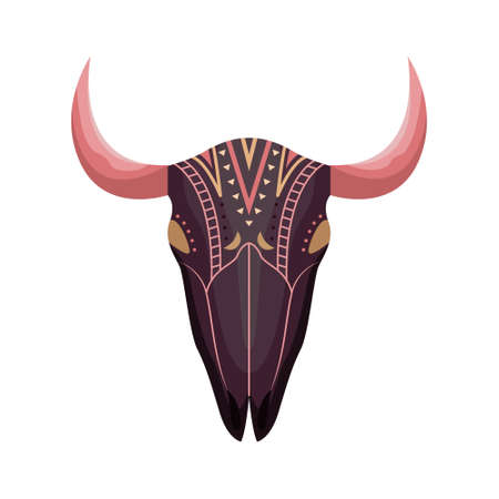 Vector boho animal skull. Mystical illustration in flat styleのイラスト素材