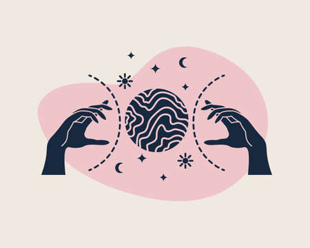 Vector magic illustrations with mystery symbols. Magical cards.のイラスト素材