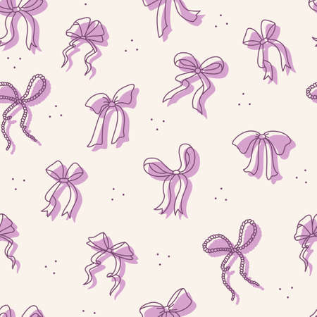 Seamless pattern with bows from gift boxes. Holiday accessoriesのイラスト素材