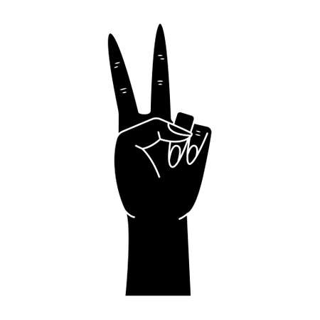 Vector illustration of hand gestures - victory. Simple style woman hand.のイラスト素材