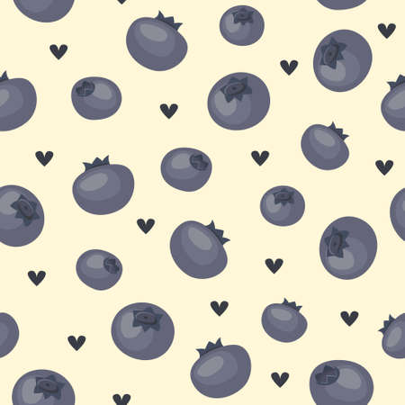 Vector seamless pattern with blueberries. flat styleのイラスト素材