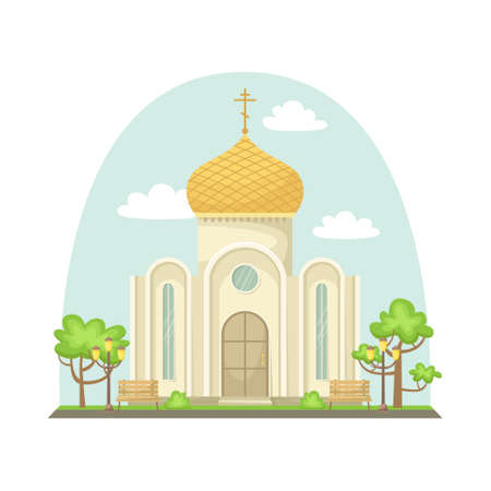 Vector illustration of the Orthodox Christian Church. A religious building.のイラスト素材