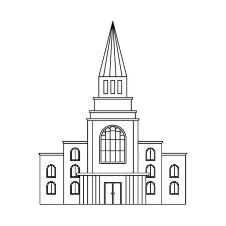 Vector illustration of the Mormon church. Religious architectural building. outlineのイラスト素材