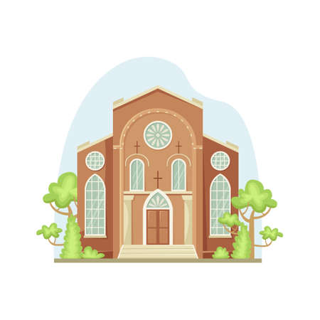 Vector illustration of a Baptist church. Religious architectural building. flat styleのイラスト素材