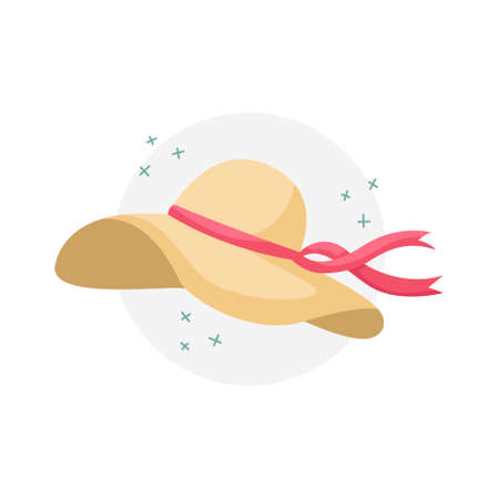 Vector illustration of a wide-brimmed hat with a ribbon. summer hats.のイラスト素材
