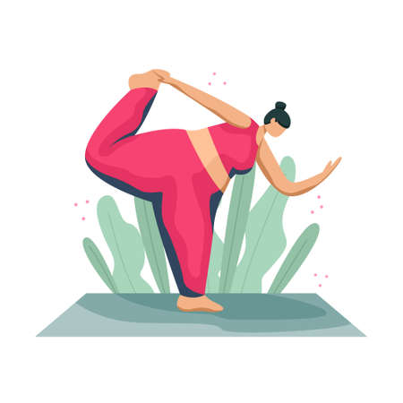 Vector illustration of a girl in a tracksuit in a yoga asana.のイラスト素材