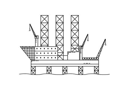 Vector illustration of an offshore gas platform. Supply of gas and oil. The embargo on the supply of gas from Russia. outlineのイラスト素材