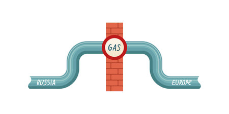 Vector illustration of a gas pipe from Russia to Europe. gas supply. The embargo on the supply of gas from Russia.のイラスト素材