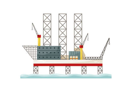Vector illustration of an offshore gas platform. Supply of gas and oil. The embargo on the supply of gas from Russia.のイラスト素材