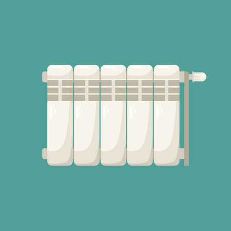 Vector illustration of the heating radiator. Central heating in the apartment. room temperature. heating season.のイラスト素材