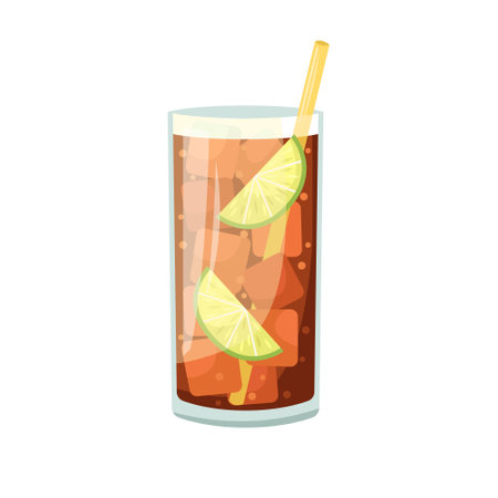 Vector illustration of a club alcoholic cocktail. Cuba Libreのイラスト素材