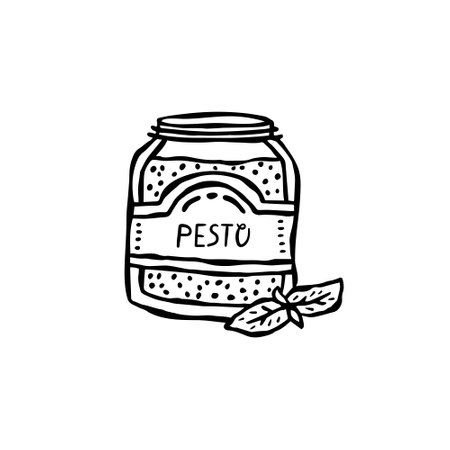 Vector hand-drawn illustration of Italian cuisine. Pestoのイラスト素材