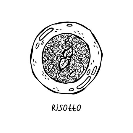 Vector hand-drawn illustration of Italian cuisine. Risottoのイラスト素材
