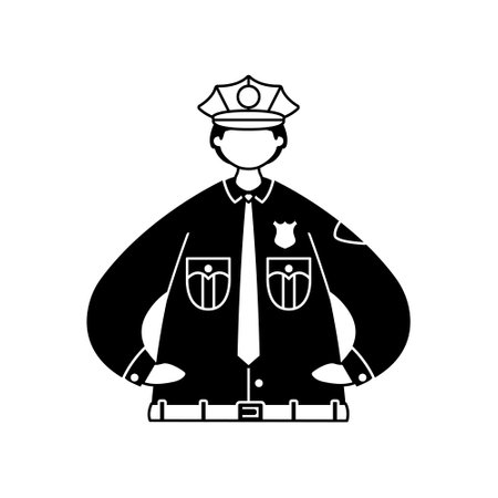 Vector illustration of a uniformed policeman. Professions. outlineのイラスト素材