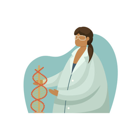 Vector illustration of a geneticist scientist. profession. flat styleのイラスト素材
