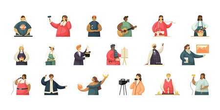 Vector set of illustrations of professional creative workers. flat styleのイラスト素材