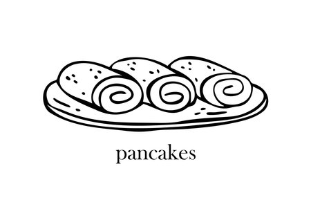 Vector illustration of a Christmas dish - pancakes. New Year's food.のイラスト素材