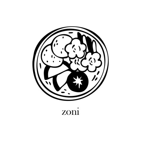 Vector illustration of a Japanese dish - zoni. Dishes for Christmas and New Year.のイラスト素材