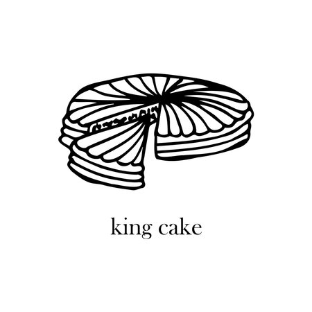 Vector illustration of a French dish - king cake. Dishes for Christmas and New Year.のイラスト素材