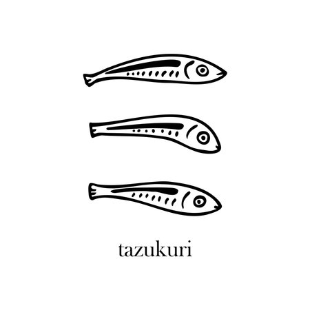 Vector illustration of a Japanese dish - tazukuri. Dishes for Christmas and New Year.のイラスト素材