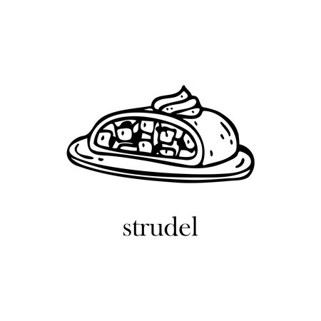 Vector illustration of a Czech dish - strudel. Dishes for Christmas and New Year.のイラスト素材