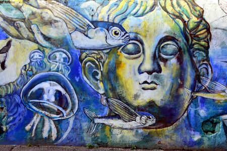 Street Art and Graffiti in Rome Ostiense district Italyのeditorial素材