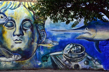 Street Art and Graffiti in Rome Ostiense district Italyのeditorial素材