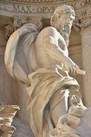 Neptune (Ocean), the main statue of the Trevi Fountain in Rome, by architect Nicola Salviの写真素材