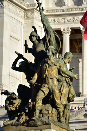 Details of Altair of the Fatherland, Rome Italy - Soldiers fight in front of Altair of the Fatherlandのeditorial素材