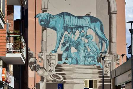 Street Art and Graffiti in Rome Pigneto district Italyのeditorial素材