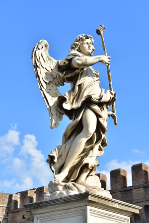 Italy, Rome, Castel Sant`Angelo, statue of Angelo with the sponge, sculptor Antonio Giorgetti, inscription "Potaverunt me vinegar"のeditorial素材