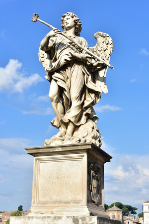 Italy, Rome, Castel Sant`Angelo, statue of Angelo with the sponge, sculptor Antonio Giorgetti, inscription "Potaverunt me vinegar"のeditorial素材