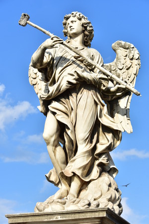 Italy, Rome, Castel Sant`Angelo, statue of Angelo with the sponge, sculptor Antonio Giorgetti, inscription "Potaverunt me vinegar"のeditorial素材