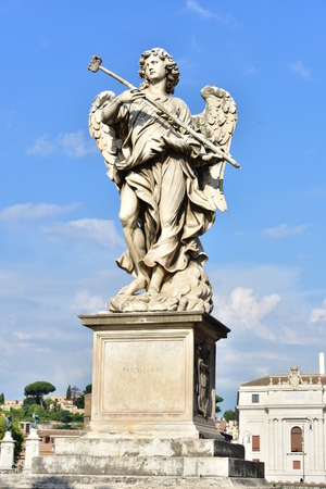 Italy, Rome, Castel Sant`Angelo, statue of Angelo with the sponge, sculptor Antonio Giorgetti, inscription "Potaverunt me vinegar"のeditorial素材