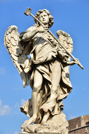 Italy, Rome, Castel Sant`Angelo, statue of Angelo with the sponge, sculptor Antonio Giorgetti, inscription "Potaverunt me vinegar"のeditorial素材