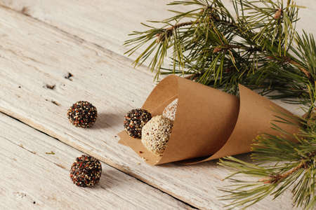 Useful sweets in a bag. Christmas presentの写真素材